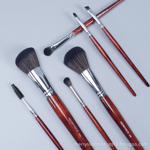Wooden handle 7Pcs red makeup brush set makeup brushes